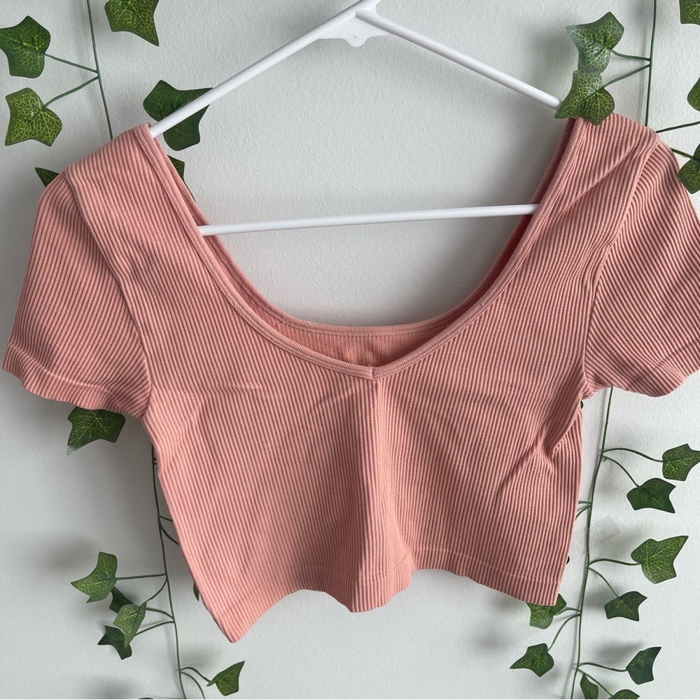Ribbed Pink Crop Top